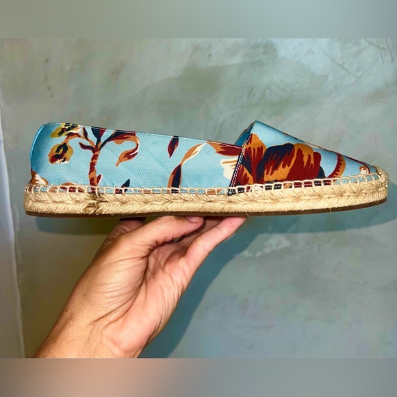 BURBERRY MULTICOLOR FABRIC CANVAS FLORAL HODGESON ESPADRILLE FLATS SIZE 41 - Picture 10 of 15